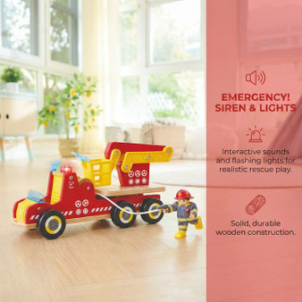Hape Siren & Lights Toy Fire Truck