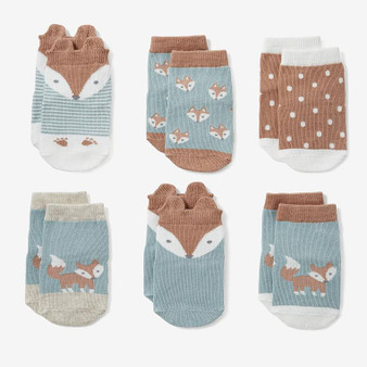 Elegant Baby Fox Non Slip Baby Socks Set, 6pk - Size 0-12m