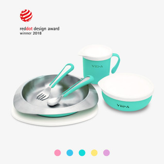 VIIDA Soufflé Antibacterial Stainless Steel Kids Tableware Set