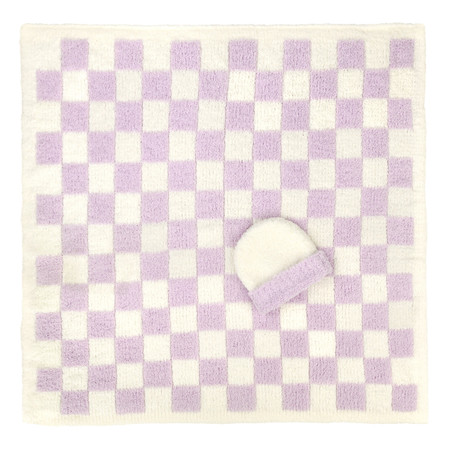 KASHWÉRE Check Baby Blanket w/Cap, 30"x30"