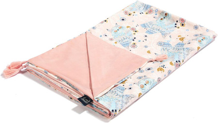 La Millou Velvet Blanket, Sleepy Owls - Powder Pink - 32 x 40 in