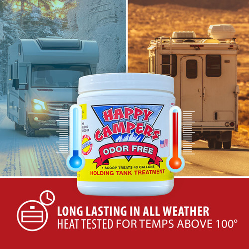 Mineral-based RV holding tank treatment for odor control in hot weather