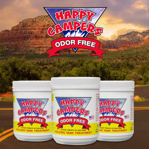 RV holding tank treatment powder for black and gray tank odor control