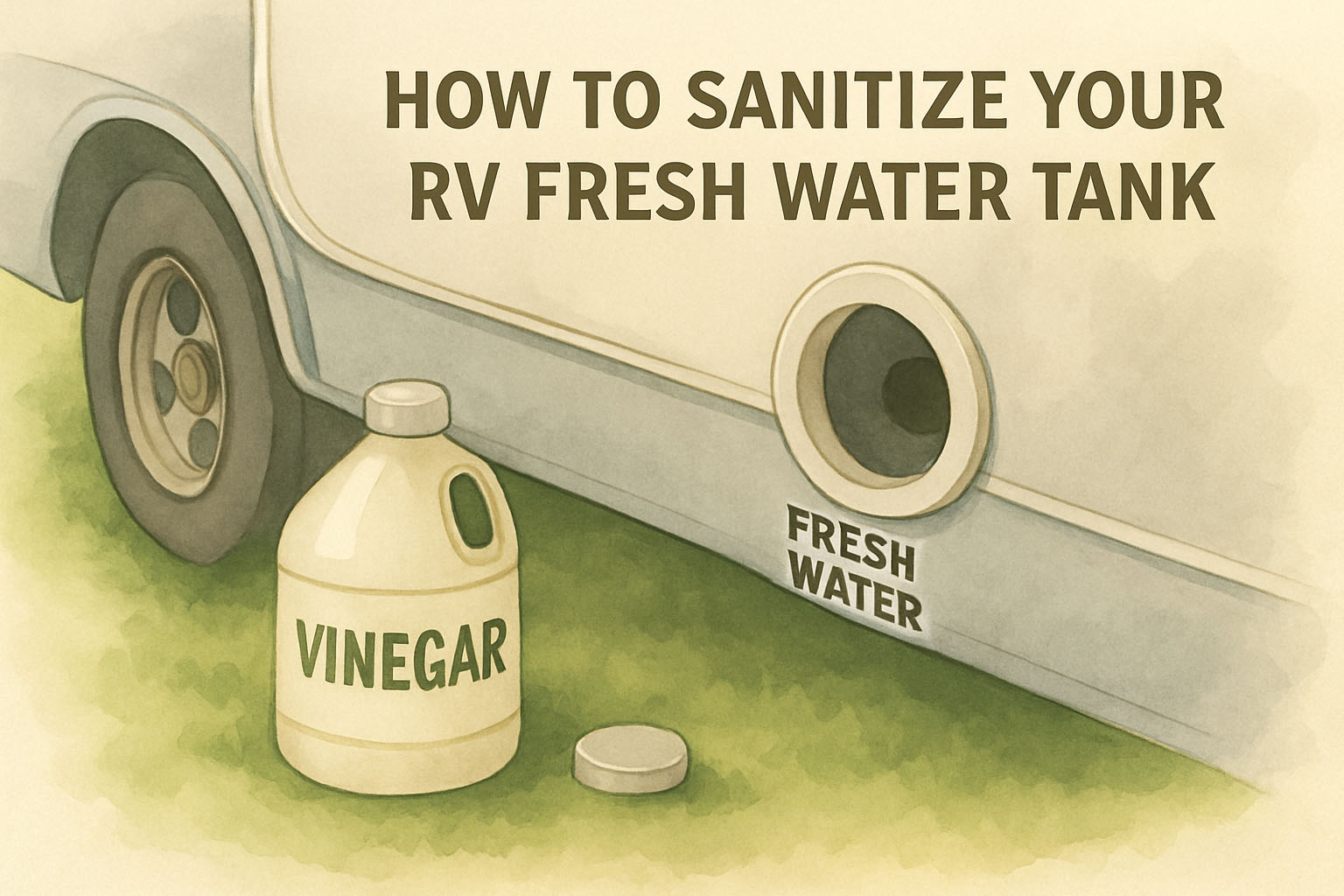 RV freshwater tank baking soda vinegar natural cleaning mixture