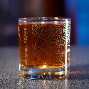 Albany Map Double Old Fashioned Rocks Glass
