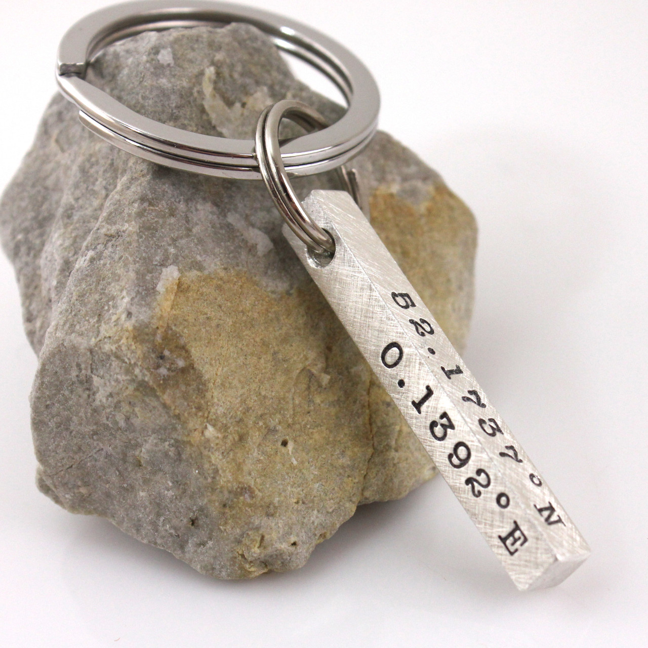 Four-Sided Bar Key Chain - Sterling Silver
