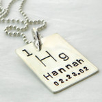 Atomic Element Periodic Table Hand Stamped Sterling Silver Necklace