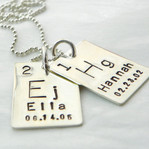 Atomic Element Periodic Table Hand Stamped Sterling Silver Necklace two tags