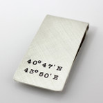 Geographic Coordinates Personalized Sterling Silver Money Clip