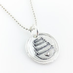 Pyrex Bowl Stack Wax Seal Inspired Necklace from a different angle