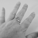 black and white photo of Rustic Wave Ring on 