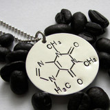 Caffeine Molecule Hand Stamped Sterling Silver Necklace