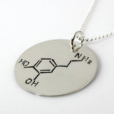 Dopamine Molecule Hand Stamped Sterling Silver Necklace