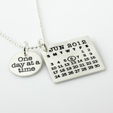 Mark Your Calendar Necklace with 'One day at a time' Charm Mark Your Calendar Necklace with 'One day at a time' Charm