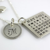 Mark Your Calendar Necklace with Fancy Border Initial Charm Mark Your Calendar Necklace with Fancy Border Initial Charm