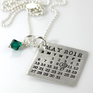 Mark Your Calendar Necklace with crystal dangle