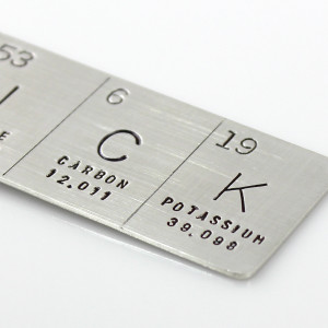 Multi Atomic Element Hand Stamped sample to show smaller font