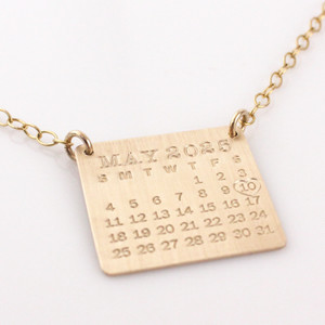 Mark Your Calendar Necklace Top Hang - Gold Filled, Brushed Finish