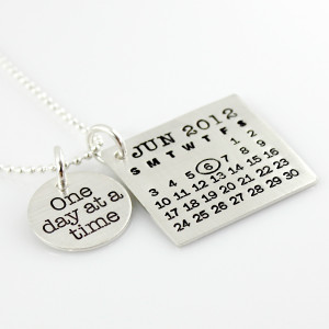 Mark Your Calendar Necklace with 'One day at a time' Charm