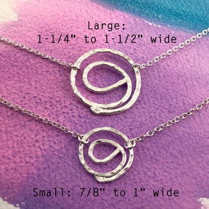 Gratitude Symbol Fine Silver Necklace two sizes shown