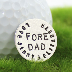 Fore Dad Handstamped Sterling Golf Marker