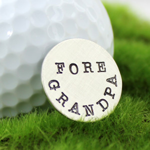 Fore Grandpa Handstamped Sterling Golf Marker