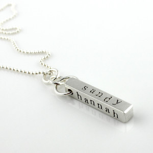 Four-Sided Bar Necklace - Sterling Silver