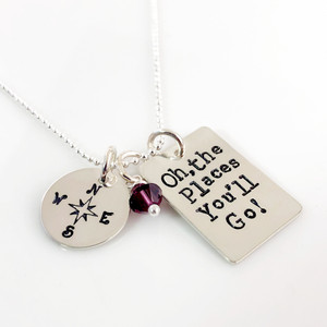 Oh, the Places You'll Go! Hand Stamped Sterling Silver Necklace