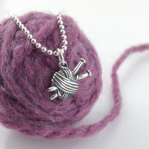 Knitting Needles / Yarn Ball Necklace
