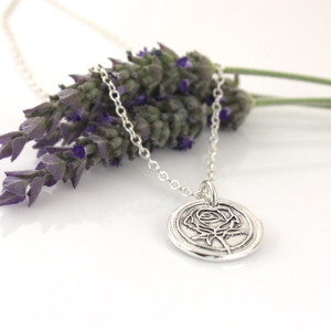 June Birthday Month Flower Necklace / Wax Seal Inspired Flower Necklace / Rose Wax Seal Necklace