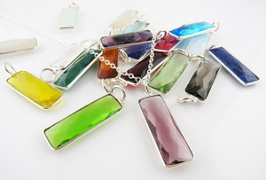 Gemstone Necklace with Sterling Silver Bezel