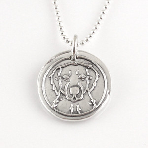 Golden Retriever Wax Seal Inspired Necklace on a white background