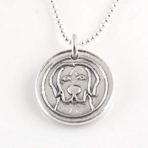 Labrador Retriever Wax Seal Inspired Necklace on a white background