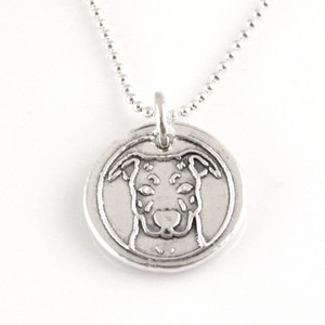 Pit Bull Wax Seal Inspired Necklace on a white background