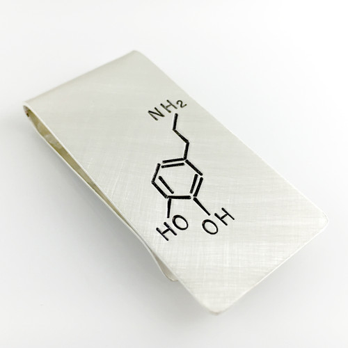 Dopamine Molecule Sterling Silver Money Clip