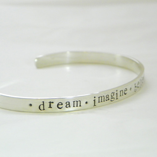 Personalized Sterling Cuff Bracelet in lower case serif font