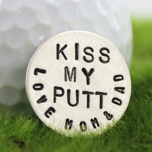 Kiss My Putt Handstamped Sterling Golf Marker