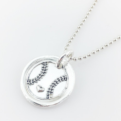 Baseball Love Wax Seal Inspired Necklace