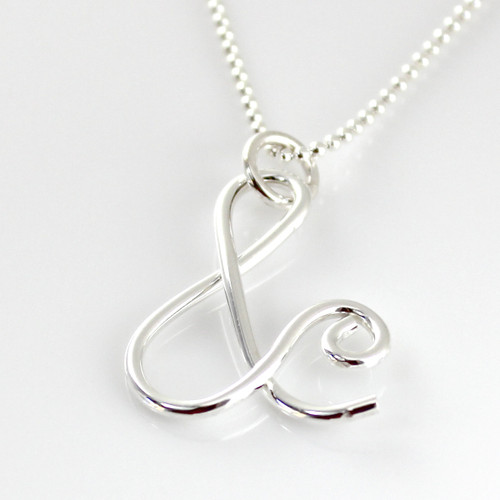  Sterling Silver Ampersand symbol hanging from a sterling silver ball chain. Ready to ship.