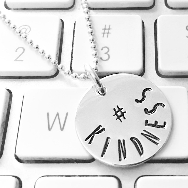 Hashtag hand stamped sterling necklace