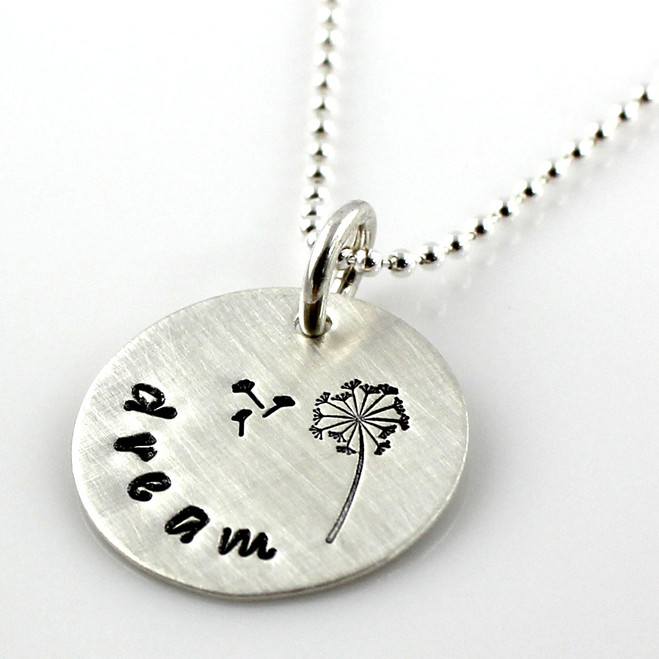 Dandelion Dream Hand Stamped Sterling Necklace