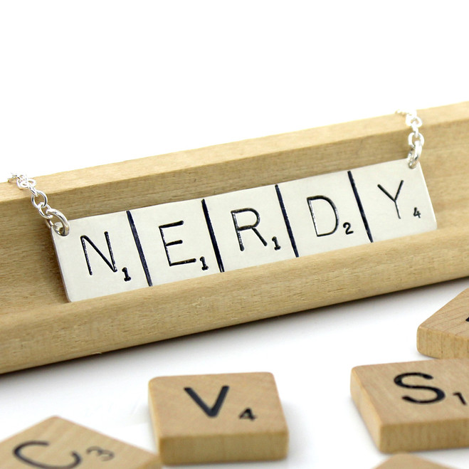 Scrabble Tile Nerdy Necklace