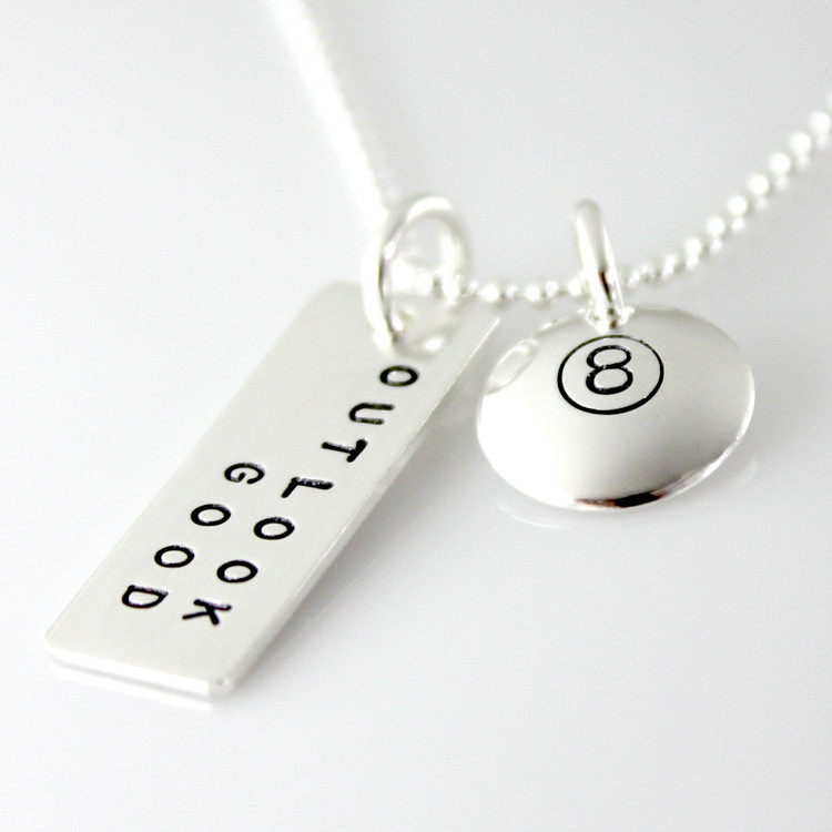 Magic 8 Ball Inspired Sterling Silver Necklace
