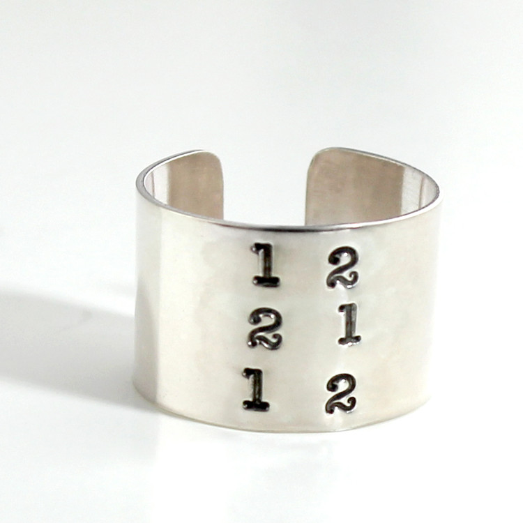 Sterling Cuff Ring personalized with date