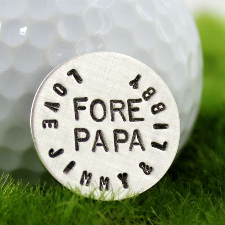 Fore Papa Handstamped Sterling Golf Marker