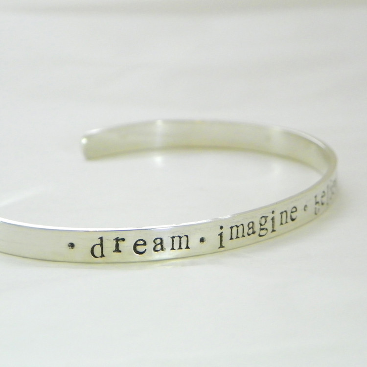 Personalized Sterling Cuff Bracelet in lower case serif font