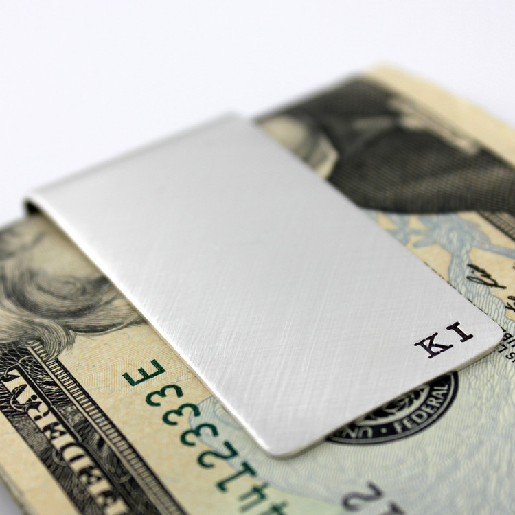 Personalized Small Initials Sterling Silver Money Clip