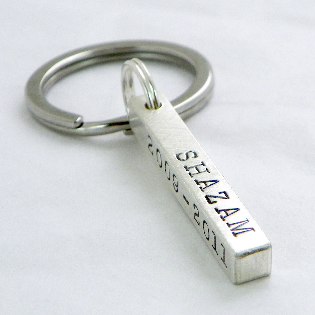 Personalized Name Initial Keychain - 2 inch Black / Silver / Silver