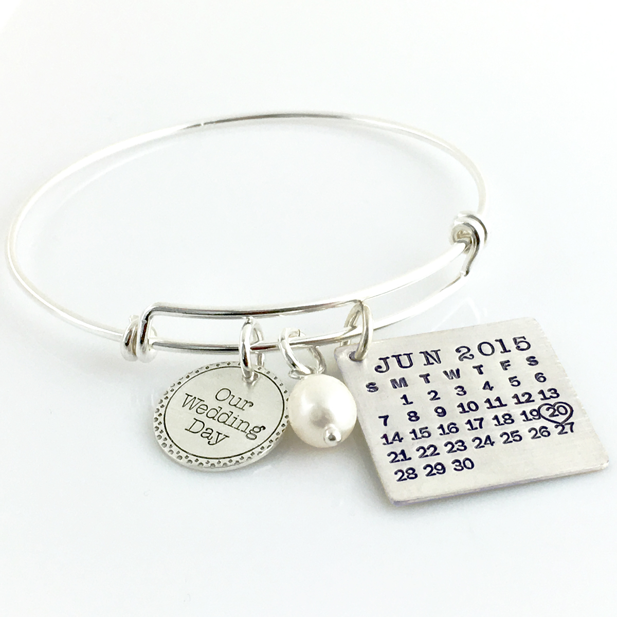 Mark Your Calendar Bangle Bracelet sterling silver Calendar Bracelet