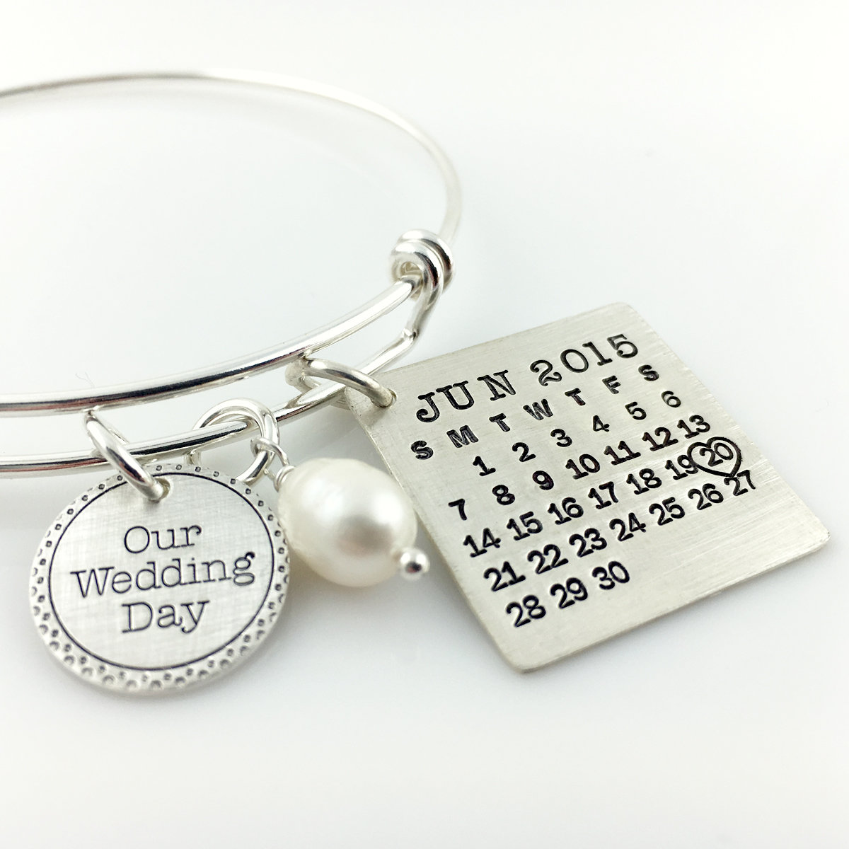 Mark Your Calendar Bangle Bracelet with Our Wedding Day Charm